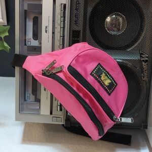 80's 90's Vintage TA Neon Hot Pink Fanny Pack - 3 pocket